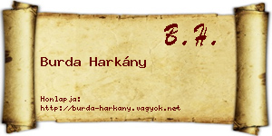 Burda Harkány névjegykártya